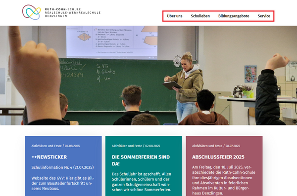 Menü der Schule Menü der Schule