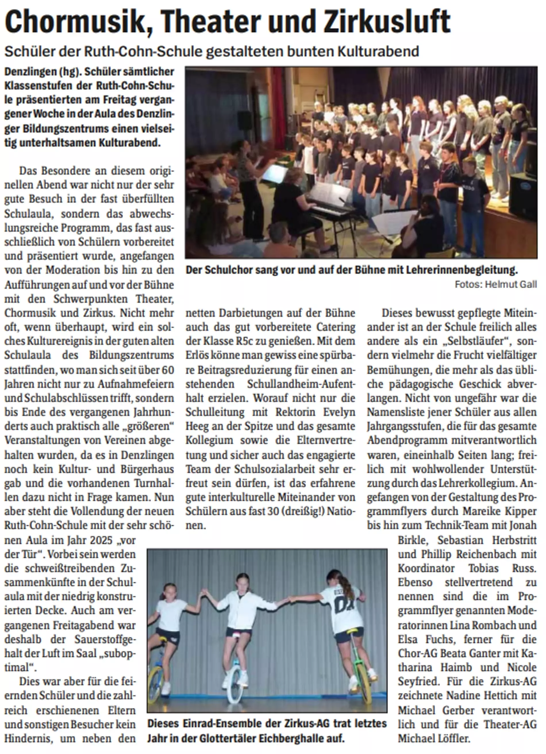 Zeitungsartikel Kulturabend