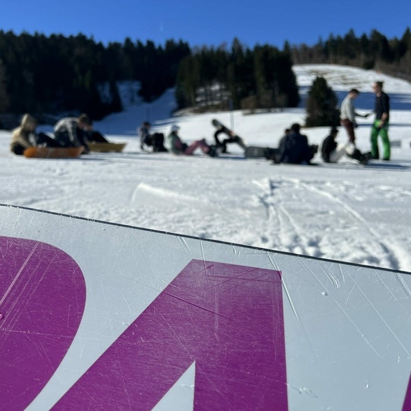 Sonne-Schnee-Snowboards-Schlitten-Schlittschuhe-Schwimmen