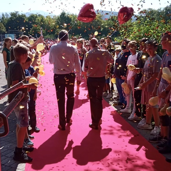 Roter Teppich-Glitzer-Hoch hinaus-Luftballons-Abschied
